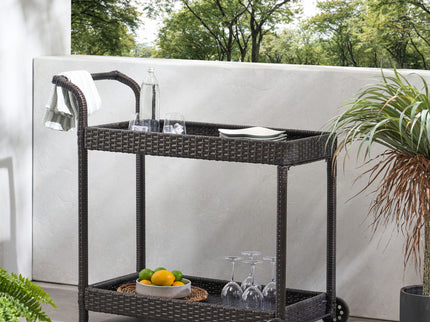 Resin Wicker Bar Cart With Metal Frame - Brown