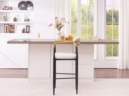 Upholstered Bar Stool With Accented Armrests For Kitchen Island (Set of 2) - Beige