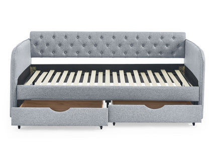 Daybed With Trundle And Storage Drawers, Flat Arms With Pocket