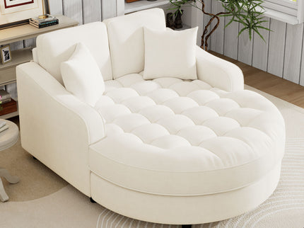 Modern Chaise Lounge Upholstered Sofa Couch With Tufted Seat And Detachable Pillows For Living Room