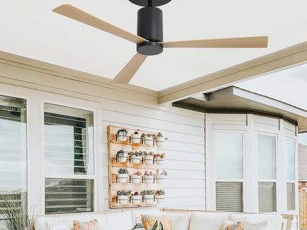 Modern Flush Mount Ceiling Fan With Led Light And Remote Control, 3 ABS Blades Noiseless Reversible Dc Motor For Patio Living Room - Matte Black