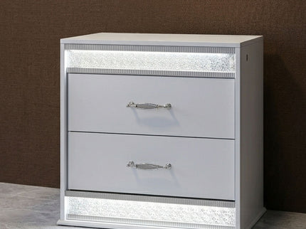 Glam - 2 Drawer Nightstand With LED Lighting - White