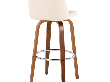 Toriano - Mid Century Modern Fixed Height, Barstool With Swivel With Round Footrest (Set of 2)