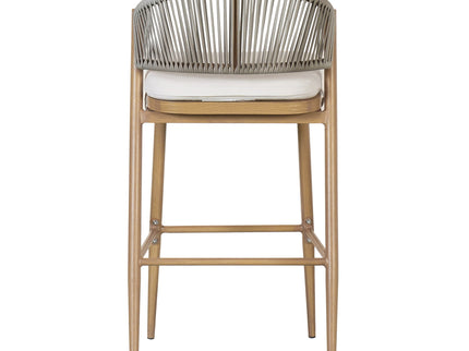 Outdoor Bar Height Metal Frame Counter Stools With Scallop Shaped Backrest & Water Resistant Cushions