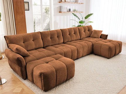 Sofa Set With Ottoman And Pillows, Textured, High Resilience Cushions