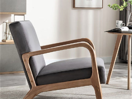 Classic Mid-Century Modern Accent Chairs, Open Framed Armchair With Cushioning