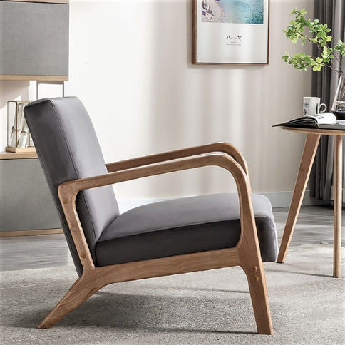 Classic Mid-Century Modern Accent Chairs, Open Framed Armchair With Cushioning