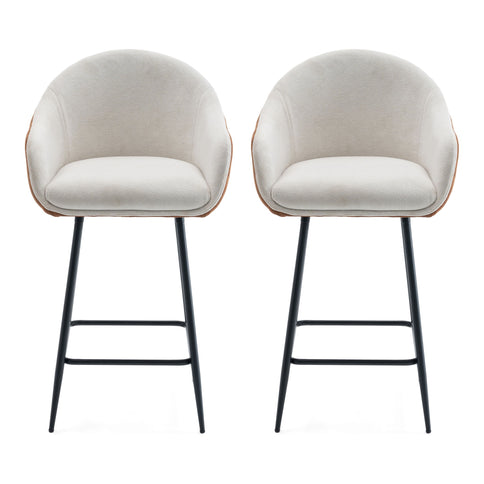 Modern Style Counter Height Bar Stools, With Comfortable Upholstery, Durable Metal Legs Ensure Stability - Brown