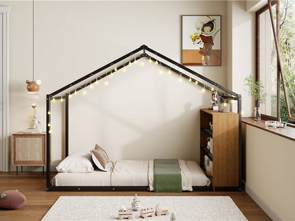 Bed House Frame With Shelves And Lights