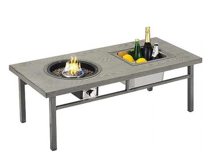 3 In 1 Outdoor Propane Fire Pit Table 50, 000 BTU With Ice Bucket - Gray