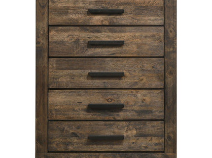 Bren - 5 Drawer Chest With Handles And Block Legs - Rustic