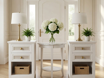 Nightstands With 2 Drawers, Bedside Tables For Small Spaces (Set of 2) - White