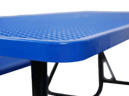 Rectangular Outdoor Steel Picnic Table With Umbrella Pole