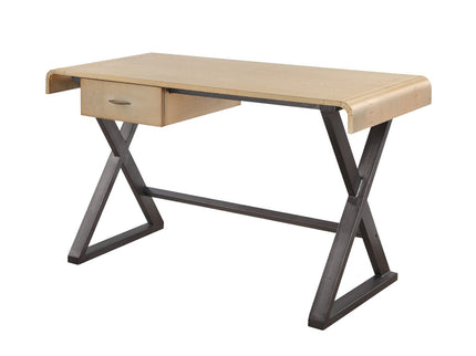 Danton - Aluminum Top Grain Leather Rectangular Writing Desk - Gold