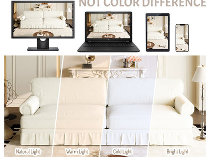 Luxuriously Comfortable Cloud Couch With Elegant Rolled Arms & Pleated Skirt Design