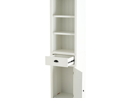 Retro Style 75'' Tall Display Shelf With Cabinet For Hallways Living Room Kitchen - White