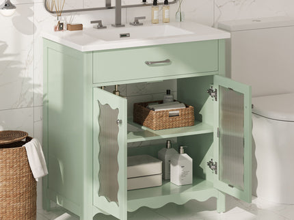Modern Bathroom Vanity With Tempered Glass Doors