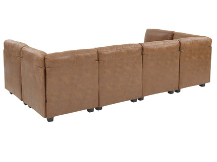 Modular Sectional, Customizable Layout, Removable Cushions - Brown