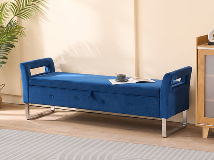 Wide Storage Soft Ottoman Bench With Armrests
