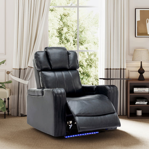 Power Recliner Theater Chair With Cooling Cup Holder, tooth Speaker, LED Lights, USB Ports