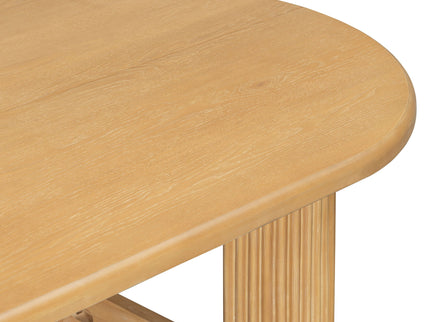 Oval Dining Table Set For 6 With Fluted Pedestal Base, 7 Piece Set Including 6 Upholstered Chairs