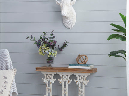 Classic Vintage Wash Console Table With Wood Top - Brown / Antique White
