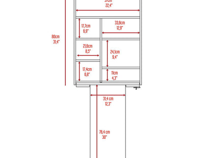 Wall Foldable Table With Multiple Shelves - White