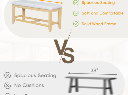 Topmax - 6 Piece Farmhouse Extendable Dining Table Set Trestle Kitchen Table Set With Removable Leaf And Upholstered Dining Chair And Bench For Dining Room