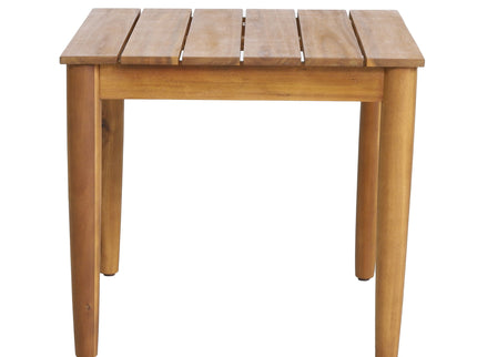 Outdoor Square Side Table With Slatted Top And Wood Frame - Teak