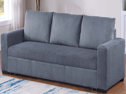 Convertible Sleeper Sofa With Pull Out Bed, Upholstery, Square Arms - Dark Gray