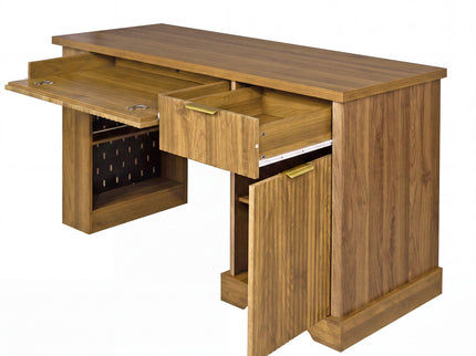Modern Fluted Office Desk With Storage Cabinet