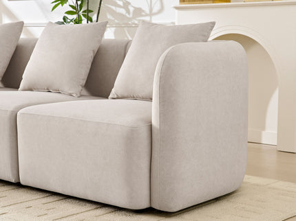 L-Shaped Modular Sectional Sofa With Ottoman, Living Room Furniture Set - Beige