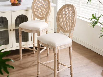 French Country Bar Chairs With Round Back (Set of 2)