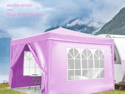 10'X10' Folding Canopy With 4 Removable Sidewalls Outdoor Event Shelter UPF 50+ Gazebo Portable Tents For Parties Beach Camping Wedding Ez Pop Up Canopy 4 Pieces Weight Bag + Carry Bag