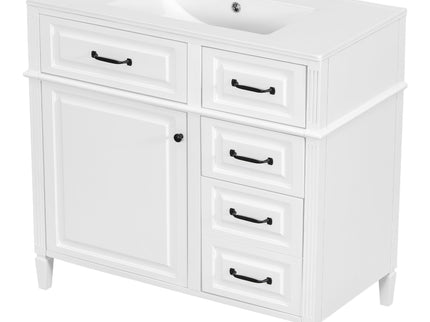 Modern Bathroom Vanity With Sink Top, Flip Drawer Design