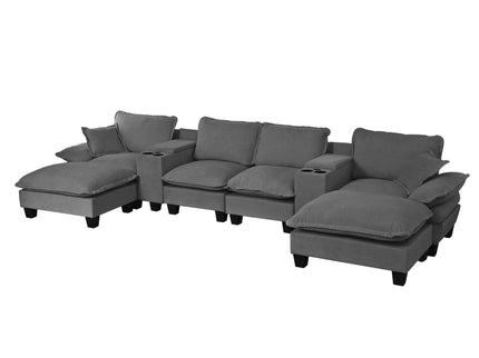 Modular Cloud Couch Sofa With Cup Holders & Storage, USB Port