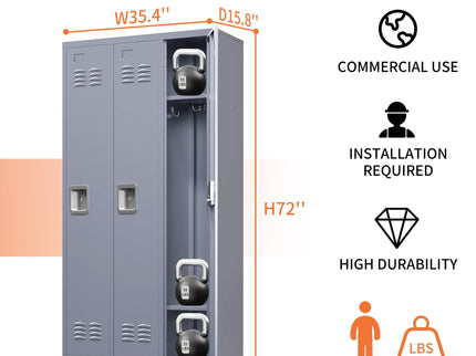 3 Door Lockers With Lock For Home, Gym, Office, School, And Garage - Gray