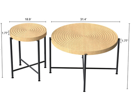 Coffee And End Table Set Waterproof Cover, Distressed Cylindrical Design, Legs Classic Rustic Charm (Set of 2)