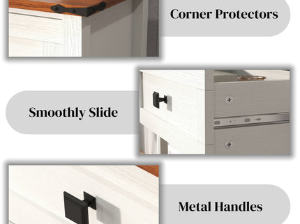 Farmhouse Style Console Table With 2 Drawers And Bottom Storage Shelf