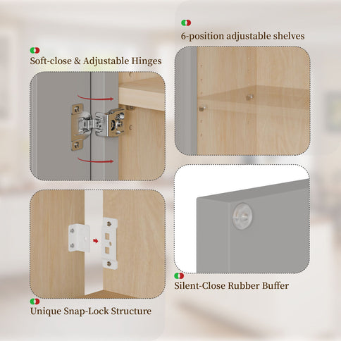 Shaker Wall Cabinet With Soft-Close Doors, Adjustable Shelves