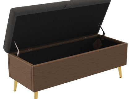 Modern Tufted Storage Ottoman Bench With Metal Legs