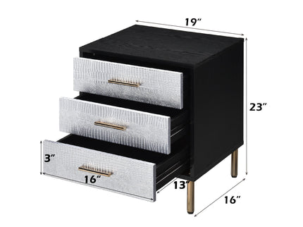 Myles - Nightstand - Black / Gold / Silver