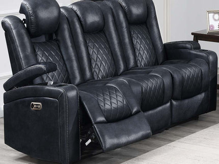 Power Reclining Sofa With Adjustable Headrest - Inky Blue