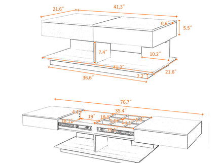 Multifunctional Adjustable Coffee Table With Hidden Storage Space For Living Room