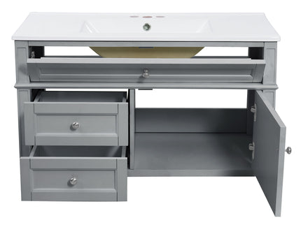 Modern Wall Mounted Floating Cabinet With Double Drawer And Sink