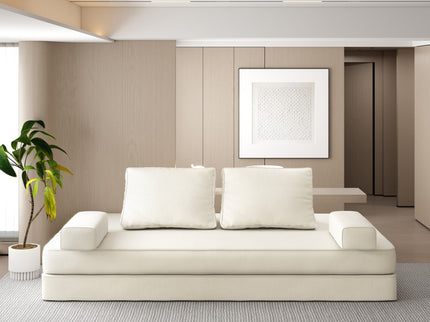 Multifunctional Convertible Sofa Bed With 2 Tumbler Backrests And 2 Pillows, Deep Seat Couch