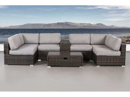 Elegant 4 Person Wicker Patio Seating Set With Cushions And Glass Top Table