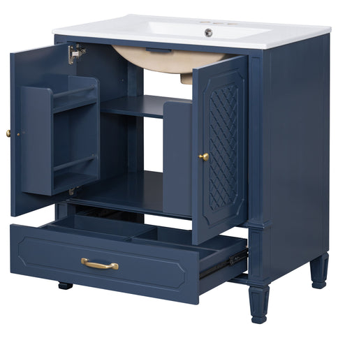 Bathroom Vanity With Sink, Soft Closing Door, Multi Functional Storage