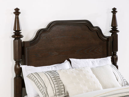 Berwick - 4 Poster Queen Bed With Serpentine Headboard - Dark Oak