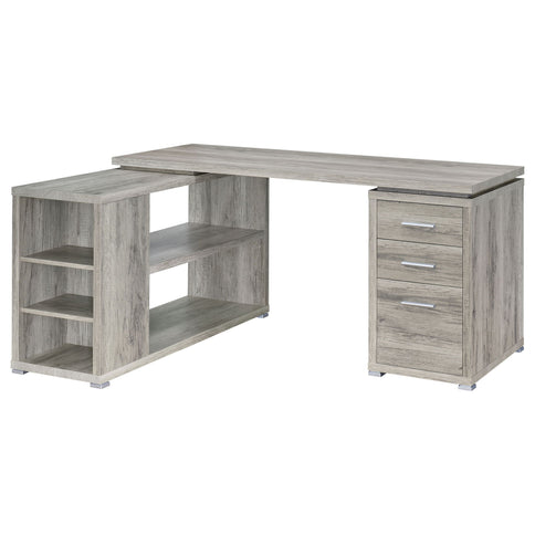 Tona - L-Shape Computer Desk With 3 Drawers And 5 Shelves
